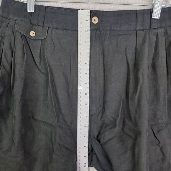 Mens Axis Black Pleated Chino Shorts 8" Inseam Silk Cotton Blend Size 38 - Picture 5 of 10